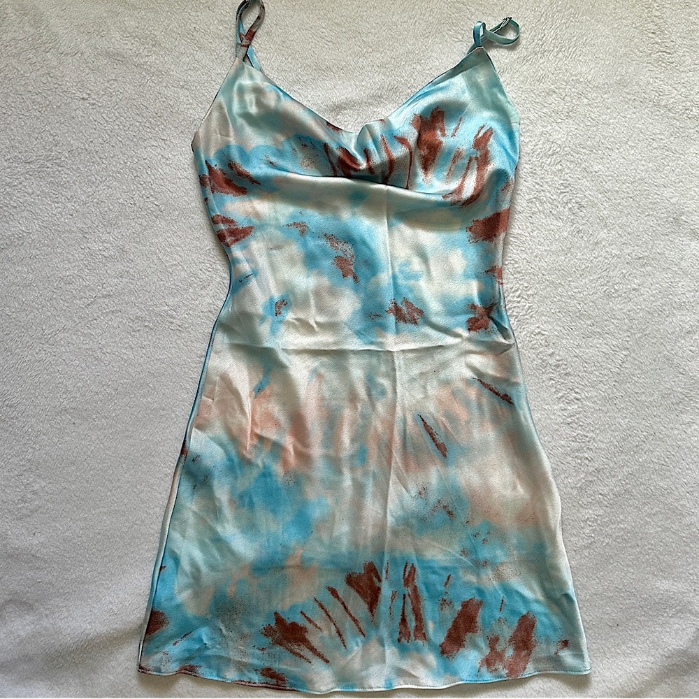 Tie Dye Cowl Neck Mini Dress